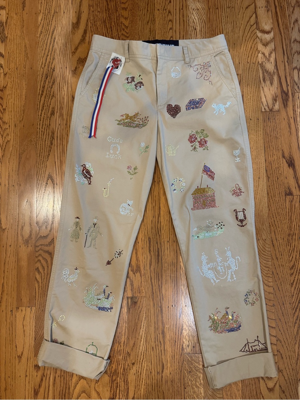Libertine 2021 Crystal Embellished Khaki Chino Pants Size M